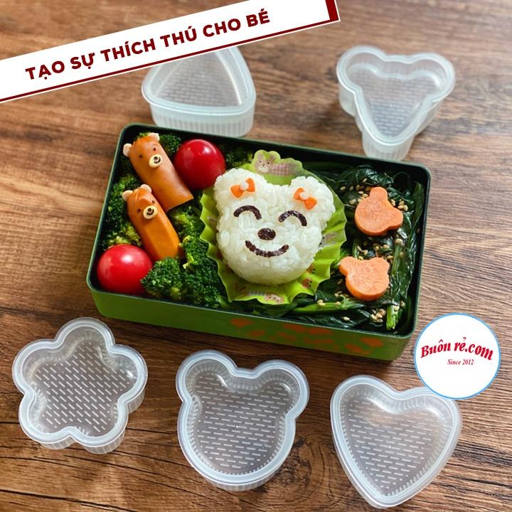 Set 7 khuôn cơm bento ép cơm nắm KÈM THÌA tiện lợi - Khuôn cơm nhựa trong suốt nhiều hình xinh xắn ngộ nghĩnh - 01471