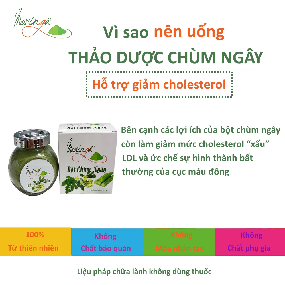 Bột Chùm Ngây Moringa - Thảo dược giúp tăng sức đề kháng, phòng ngừa loãng xương, hỗ trợ điều trị tiểu đường, đau nhức xương khớp, ổn định huyết áp, đẹp da