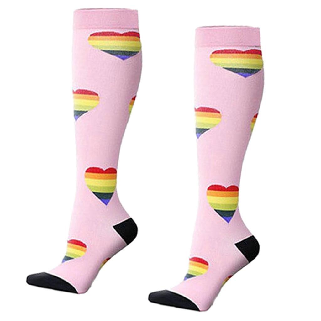 1 Pair Women Sports Leg Support Sleeves Compression Socks Pink Blue Gray M/S XL/L