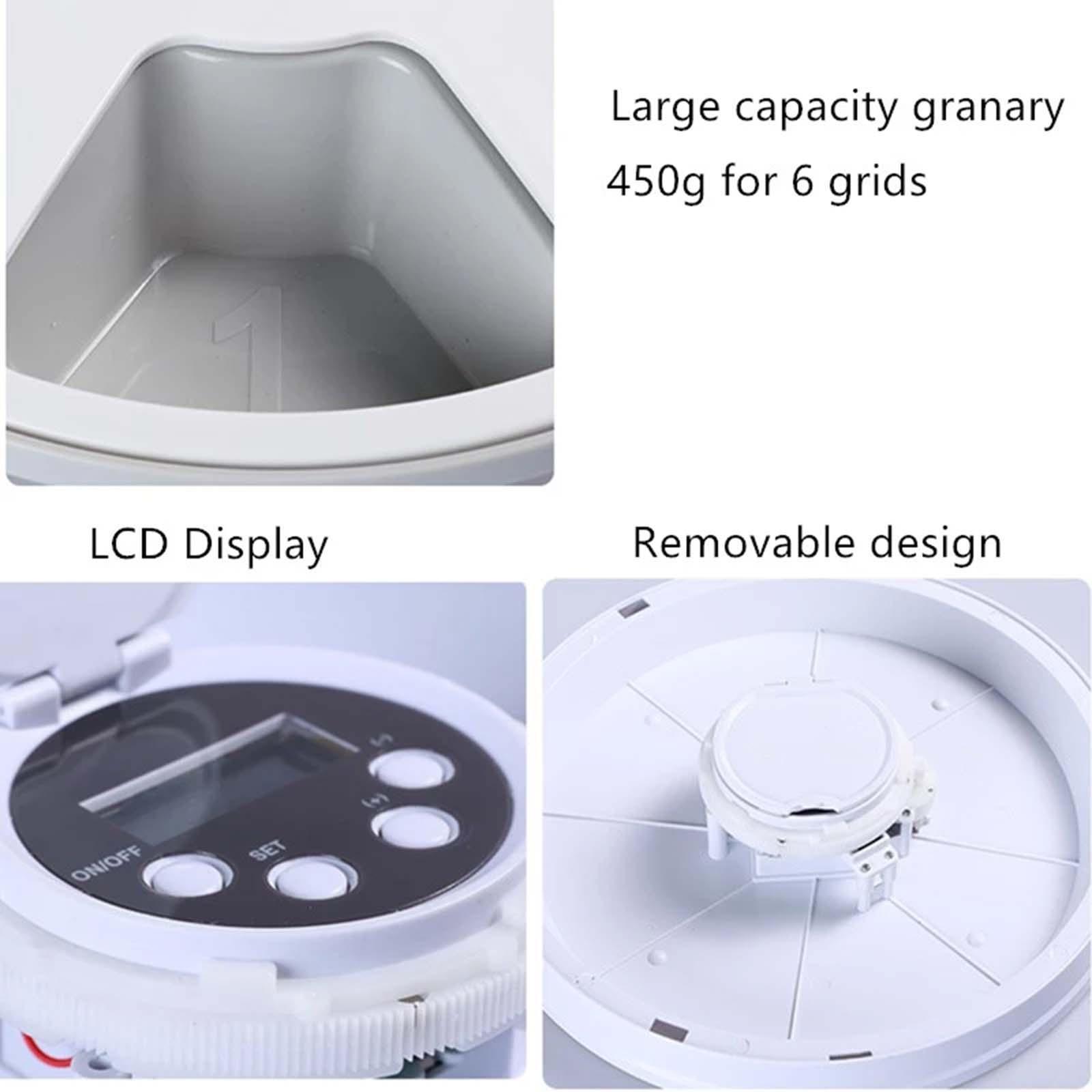 Automatic Pet Feeder 6 Meals 6 Grids Timed Cat Feeder Smart Food Dispenser