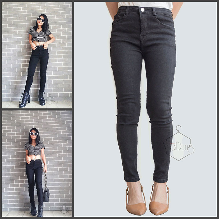 Quần Jean Nữ Ôm Dáng Lưng Cao, Chất Jean Co Giãn Chuẩn Xịn Dưới 57kg Dành Cho Mọi Lứa Tuổi