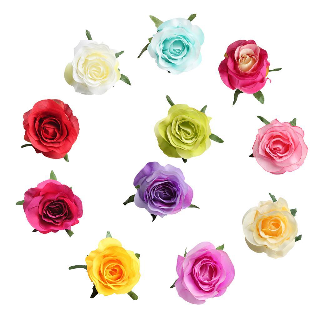 2X 10pcs Artificial Silk Rose Flower Head DIY Bouquet Wedding Decor Multi