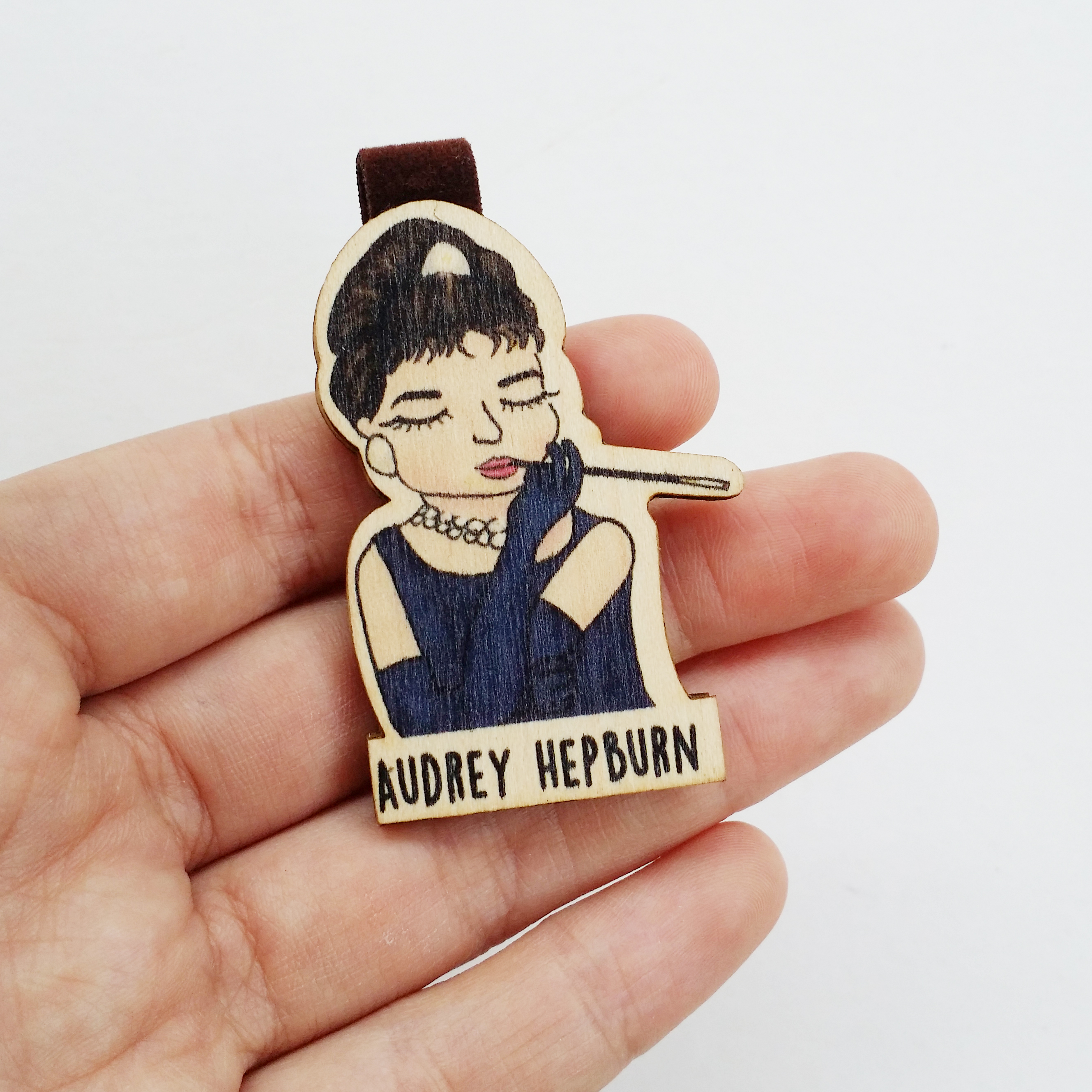 Bookmark gỗ nam châm Audrey Hepburn BO020