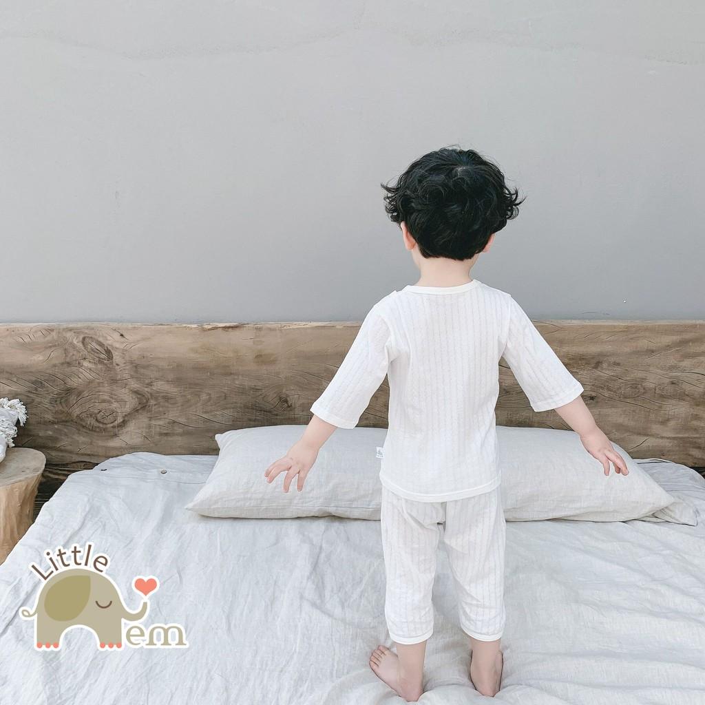 Bộ đồ bé trai/ bé gái Cotton xuất Nhật lửng _ White Cartoon