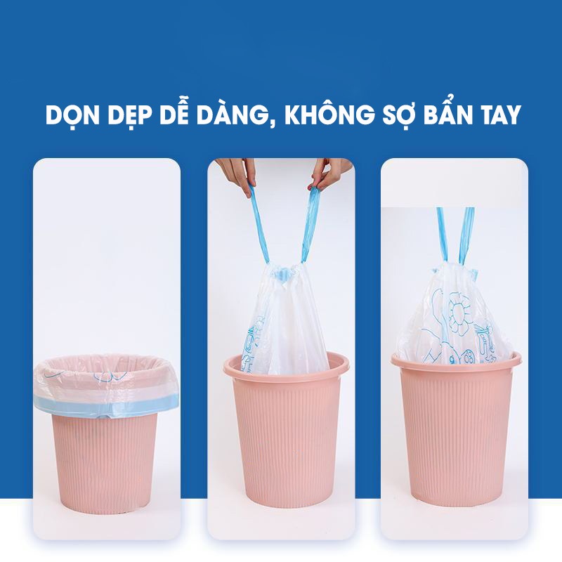 Túi Đựng Rác Dây Rút Tự Phân Huỷ Freeship Túi Đựng Rác Cuộn 100 Túi Siêu Dai Kích Thước 40x50cm - Túi Đựng Rác Sinh Học