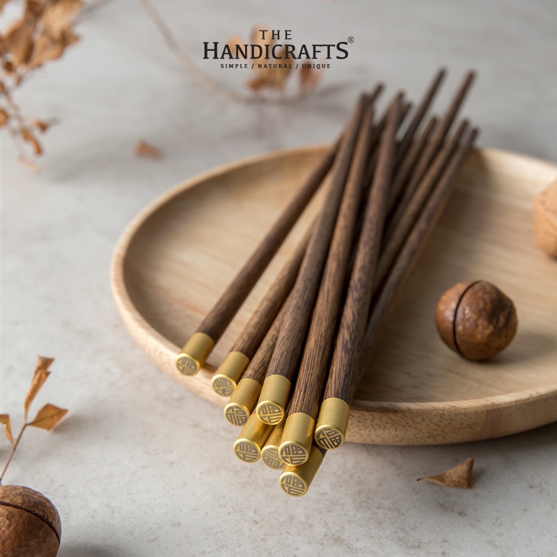 Đũa gỗ gụ bọc đồng phong cách Nhật Bản không sơn tốt cho sức khỏe | The handicrafts