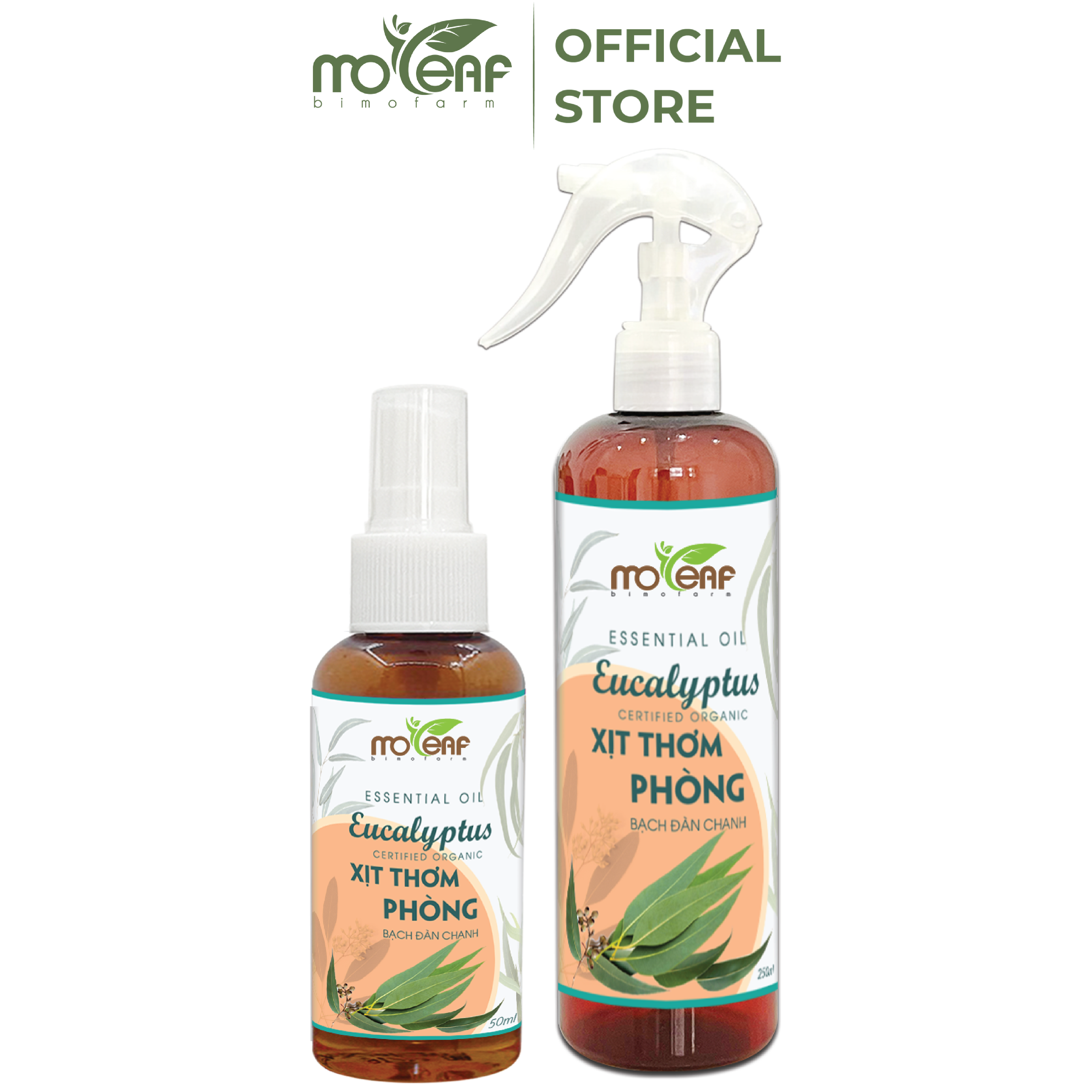 Xịt Thơm Phòng Moleaf Tinh Dầu Bạch Đàn Chanh - Eucalyptus Citrondora Lọc Không Khí Thơm Mát Thư Giãn Ngủ Ngon Hỗ Trợ Giải Cảm Đuổi Muỗi Đuổi Con Trùng 250ml