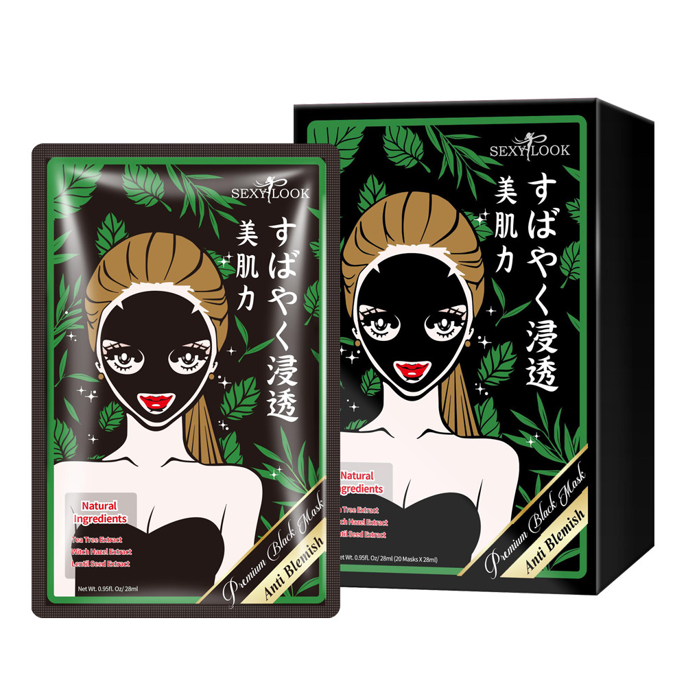 Combo 8 Miếng Mặt Nạ Tràm Trà Kiểm Soát Dầu Và Mụn SEXYLOOK Tea Tree Anti Blemish Black Facial Mask