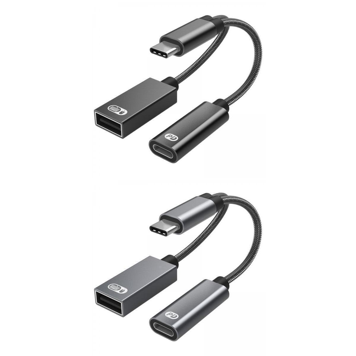 2pcs USB   Adapter with   Braided Cord PD 60W for Laptop