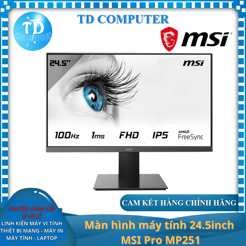 Màn hình máy tính 24.5inch MSI Pro MP251 (24.5&quot; IPS FHD 100Hz, HDMI VGA) - Hàng chính hãng DigiWorld phân phối