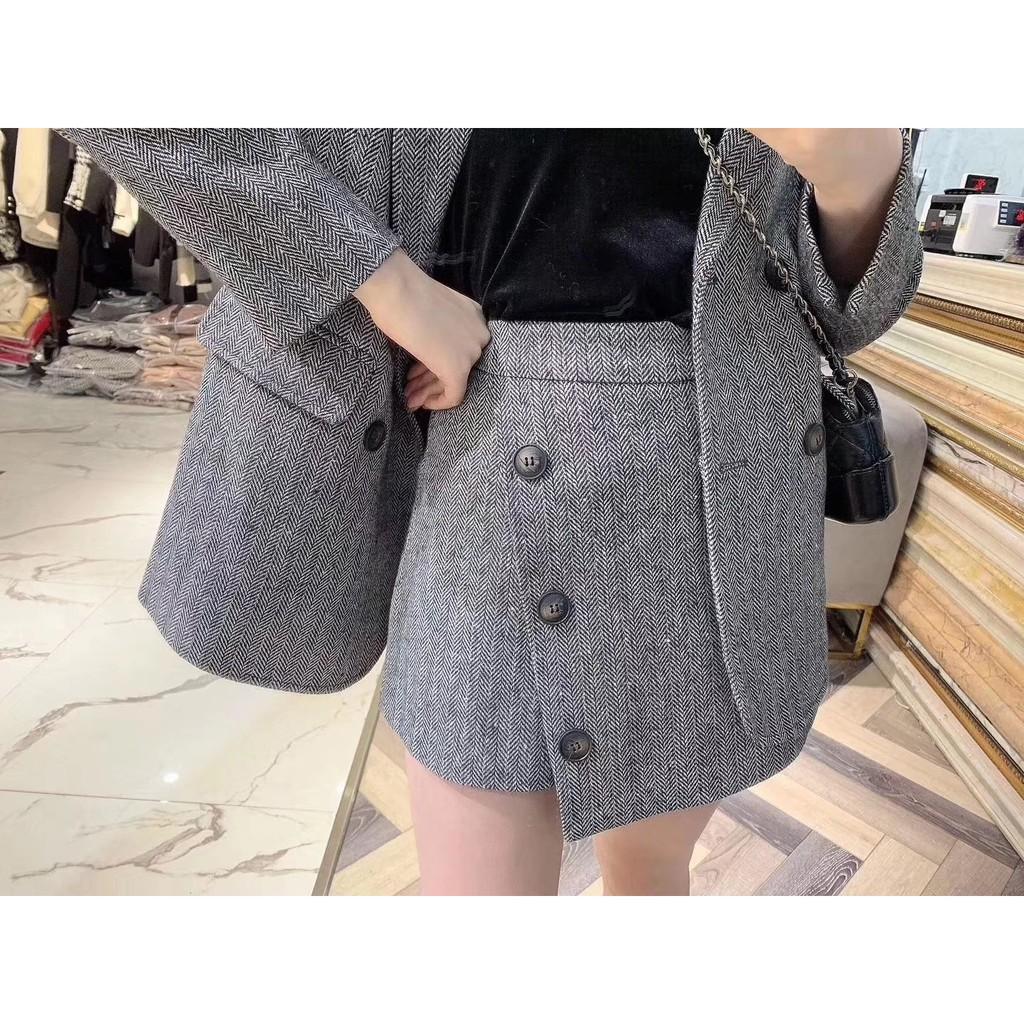 Set Blazer Kèm Quần Gỉa Váy, Áo Vest Dạ Phong Cách Hàn Quốc, Form Chuẩn Mặc Tôn Dáng