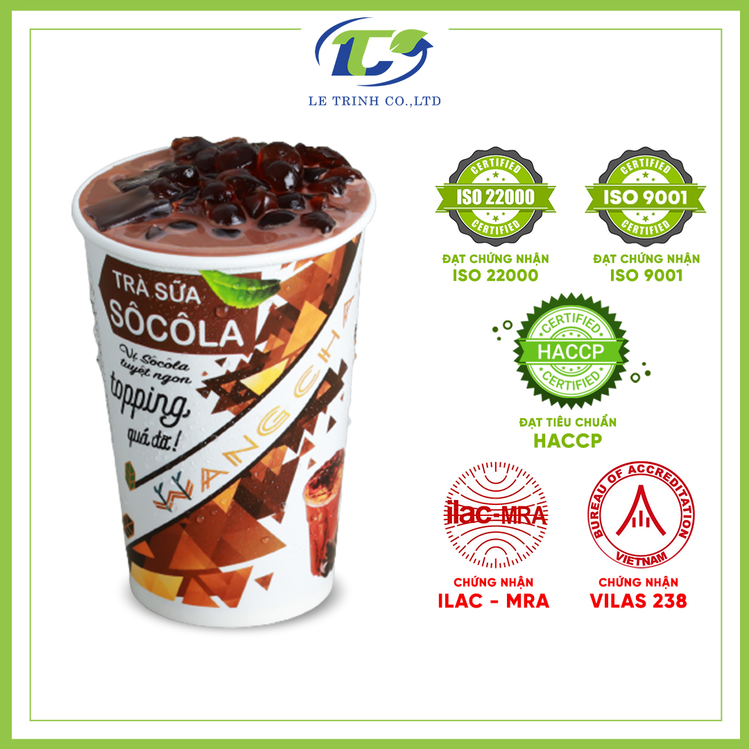 Ly Trà Sữa Wangcha vị Socola cao cấp - Bột Trà Sữa Socola thơm ngon có thạch 3Q Caramel thơm ngon đi kèm - Trà Sữa Vị Socola tiện lợi, dễ sử dụng (100gr/ly)