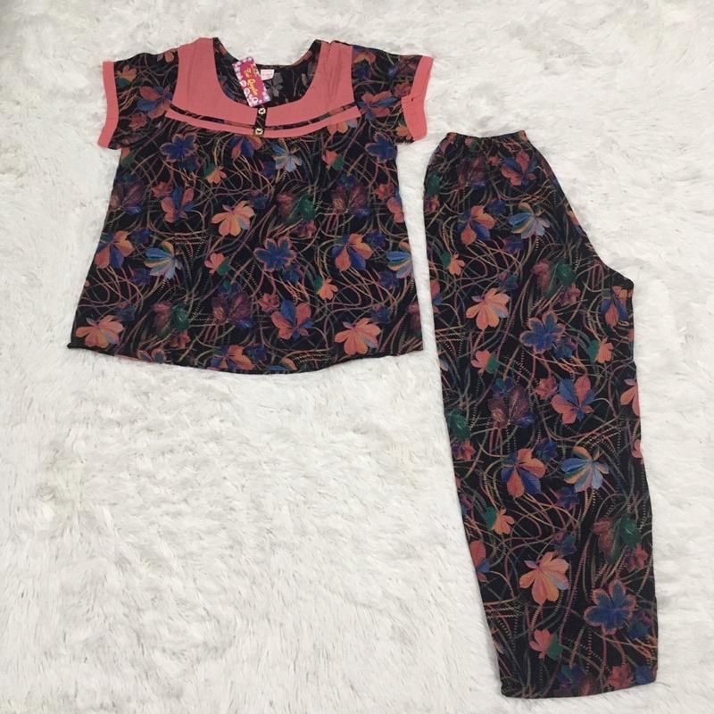 Bộ tôn nhung thái lửng phối cổ tay ngắn(size 40-70kg