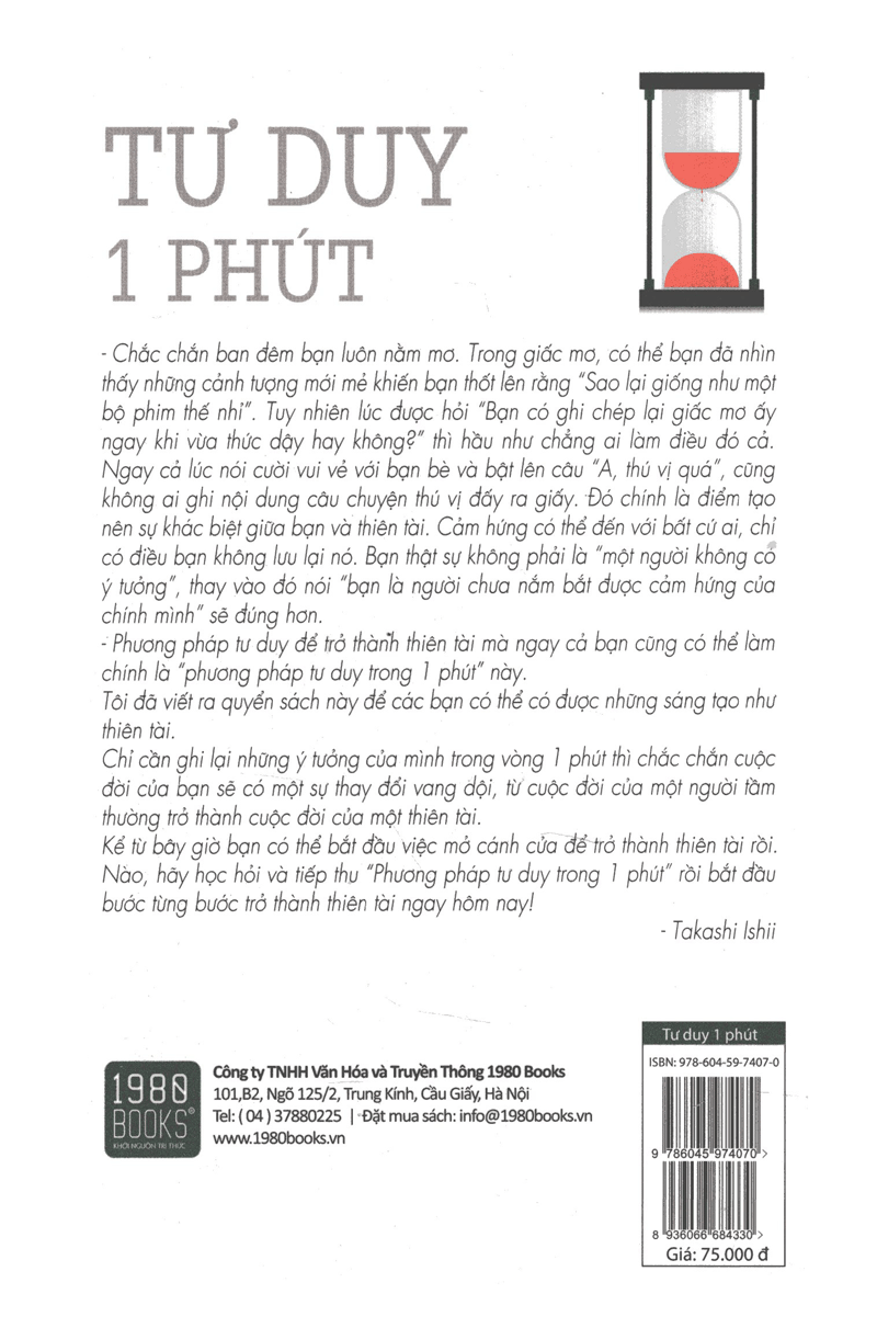 Tư Duy 1 Phút: Cuốn Sách Kĩ Năng Bán Chạy Nhất Tại Thị Trường Nhật Bản, Cách Thức Rèn Luyện Để Có 1 Tư Duy Thông Minh, Sáng Tạo ( Tặng Boookmark Tuyệt Đẹp )