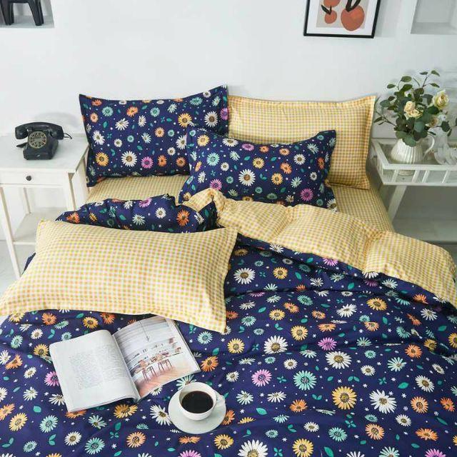 Bộ Chăn Ga Gối Hoa 7 Mầu Cotton Poly