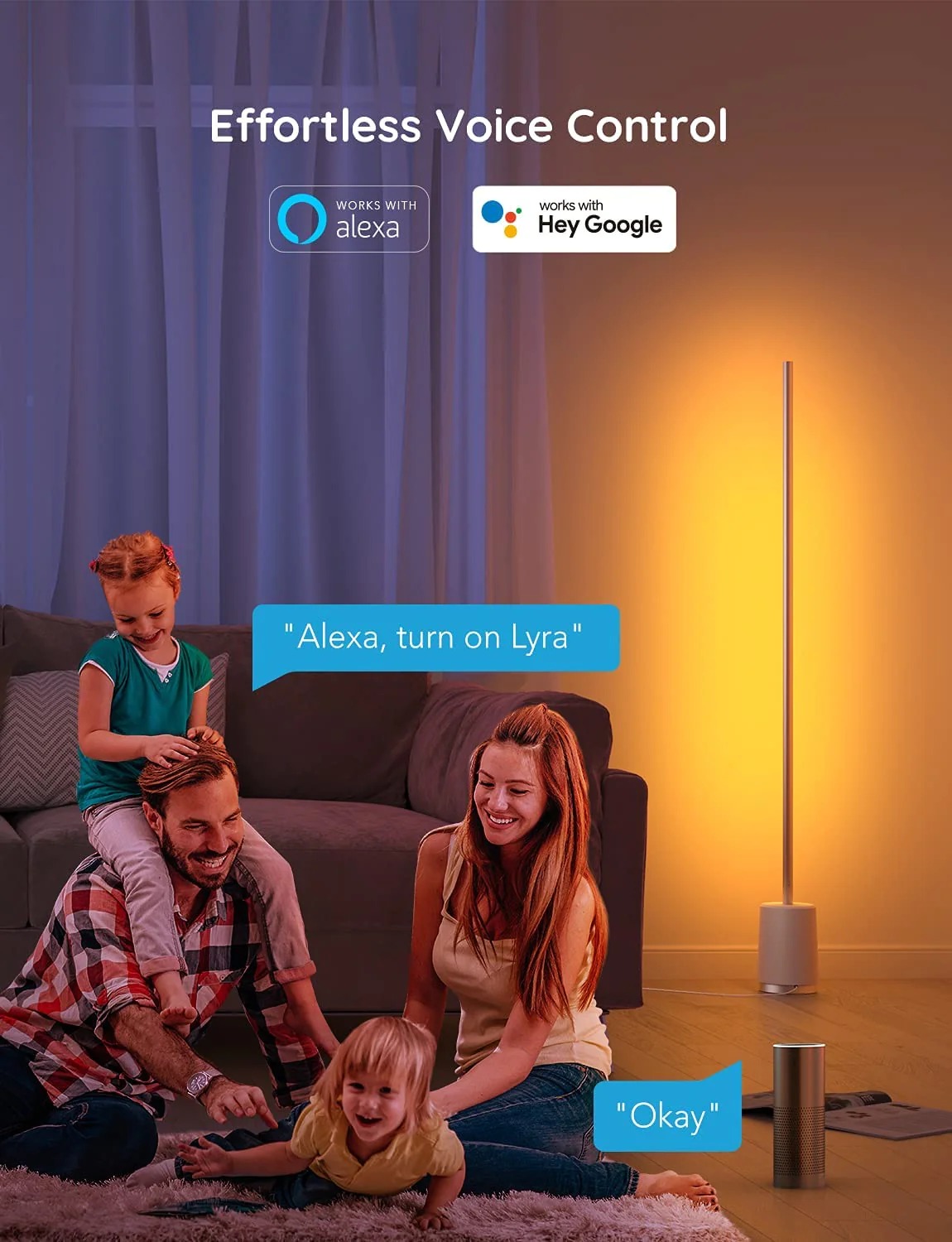 Đèn LED trang trí góc tường Govee Lyra RGBICWW Corner Floor Lamp H6072 | Thiết kế tối giản, tùy chỉnh thông minh