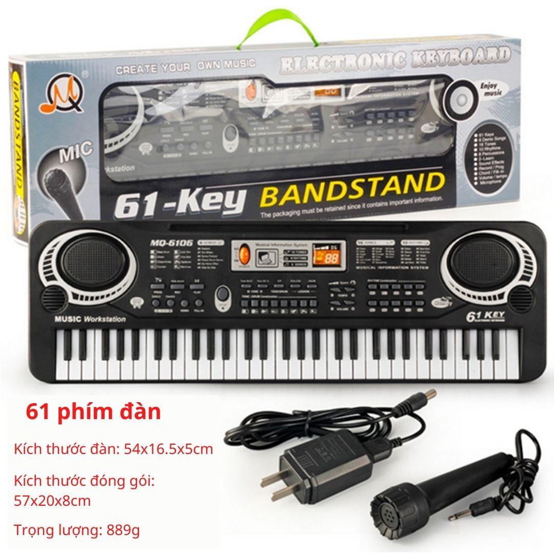 Đồ chơi âm nhạc đàn Organ 61 phím điện tử cho bé tặng kèm mic và dây USB - 61 phím điện tử