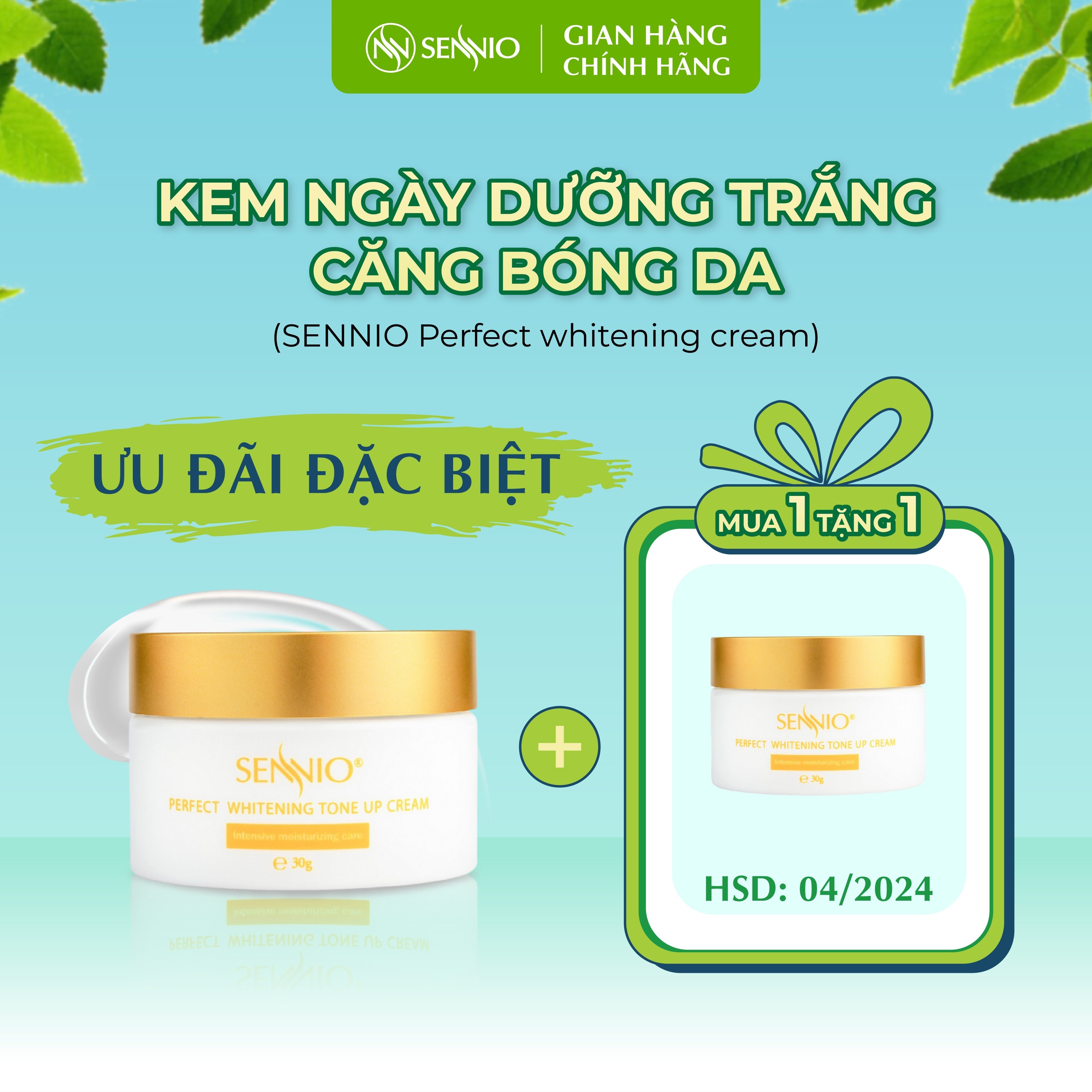 Kem dưỡng trắng, căng bóng da ban ngày Sennio 30g