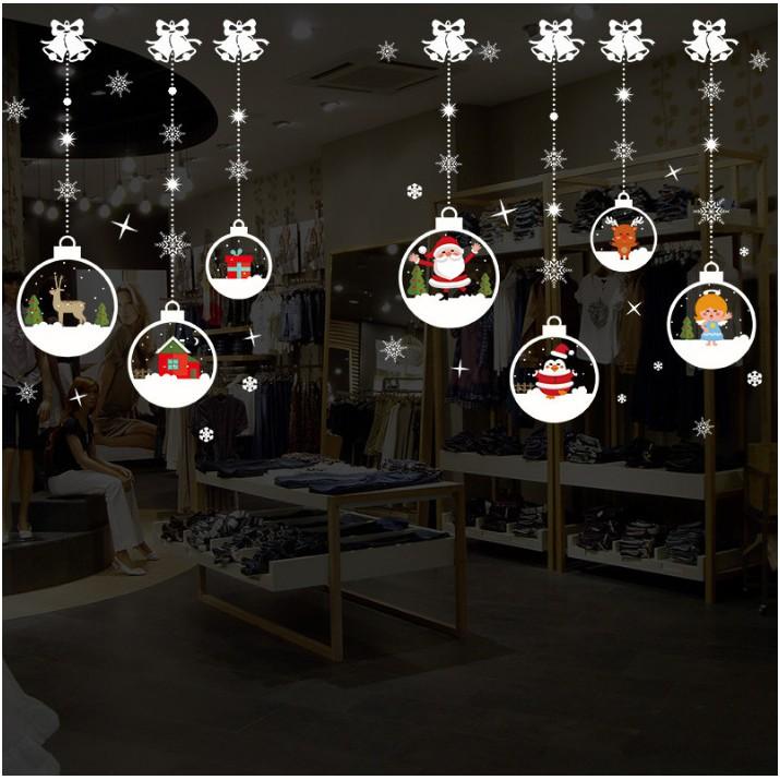 Decal trang trí noel ông già noel trong trái châu