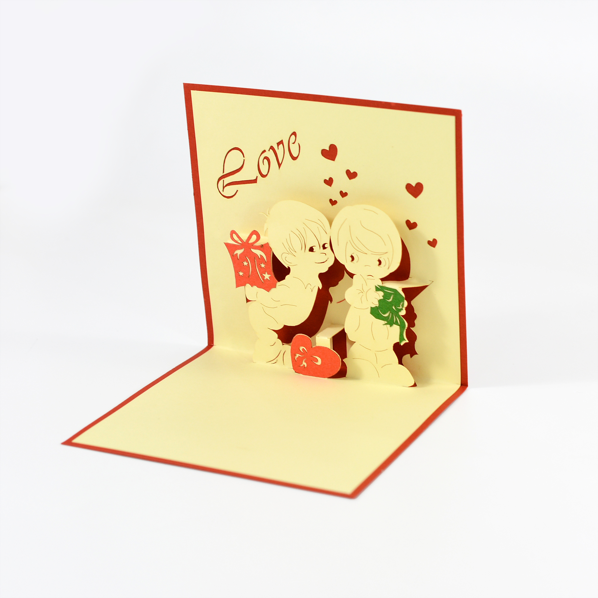 Thiệp 3D Chủ Đề Về Tình Yêu, Handmade 3D pop-up card Size 12x12cm LO019