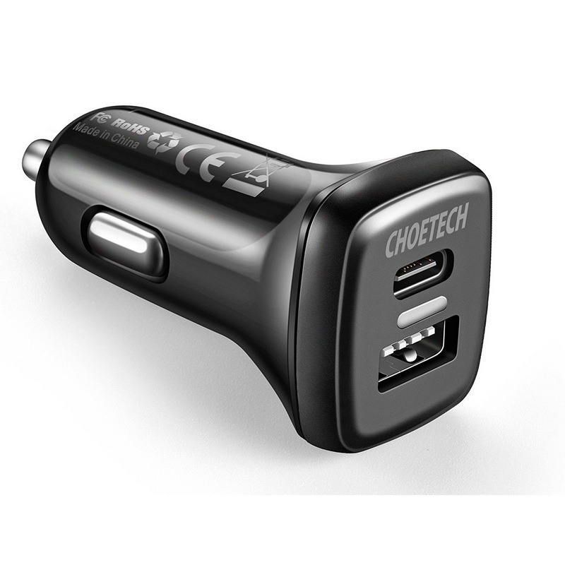 Tẩu sạc Choetech TC0005 nhanh trên ô tô 38W 2 cổng USB A+ Type C (Hàng chính hãng)