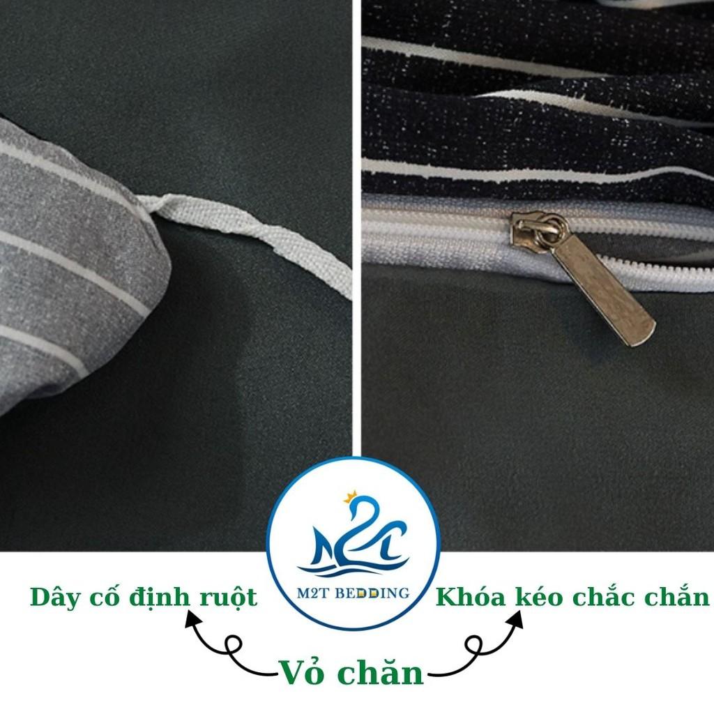 Bộ chăn ga gối Cotton Tici kẻ M2T Bedding chăn ga Hàn Quốc, vỏ chăn mền, drap giường và 2 vỏ gối
