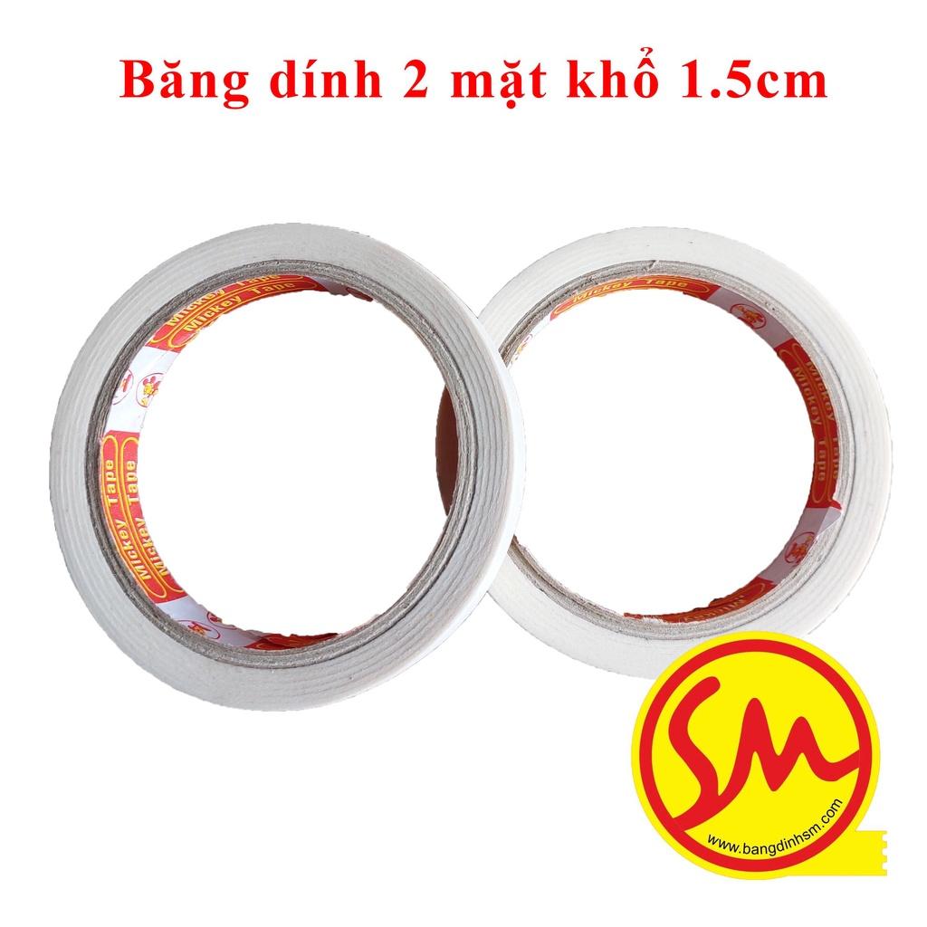 BĂNG DÍNH 2 MẶT khổ 1.5cm THÔNG DỤNG trong đời sống hàng ngày