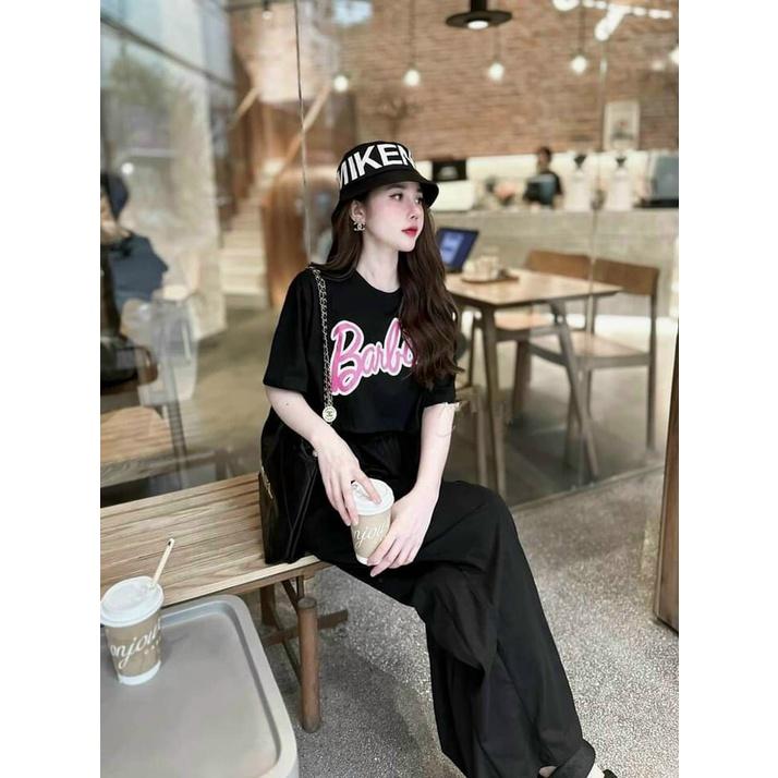 SET BỘ ÁO CROPTOP CỔ TRÒN TAY NGẮN MIX QUẦN SUÔNG ỐNG RỘNG DÀI CỰC CÁ TÍNH VÀ NĂNG ĐỘNG