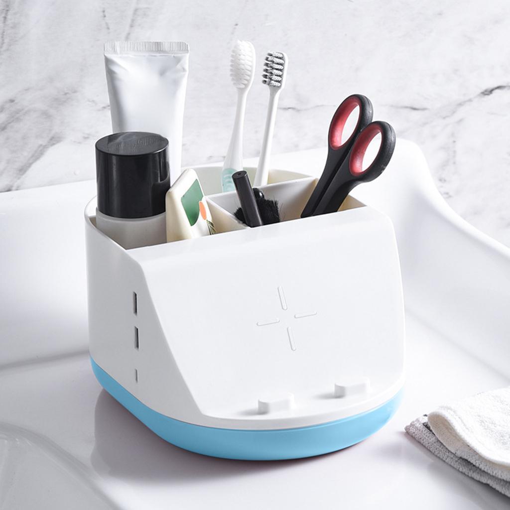 Makeup Storage Holder Phone Charging Station Stationery Organizer Blue