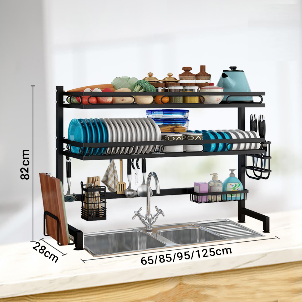 Kệ Để Chén Đĩa Thông Minh Trên Bồn Rửa FOODCOM Chất Liệu Thép Carbon Chống Han Gỉ Sơn Đen Tĩnh