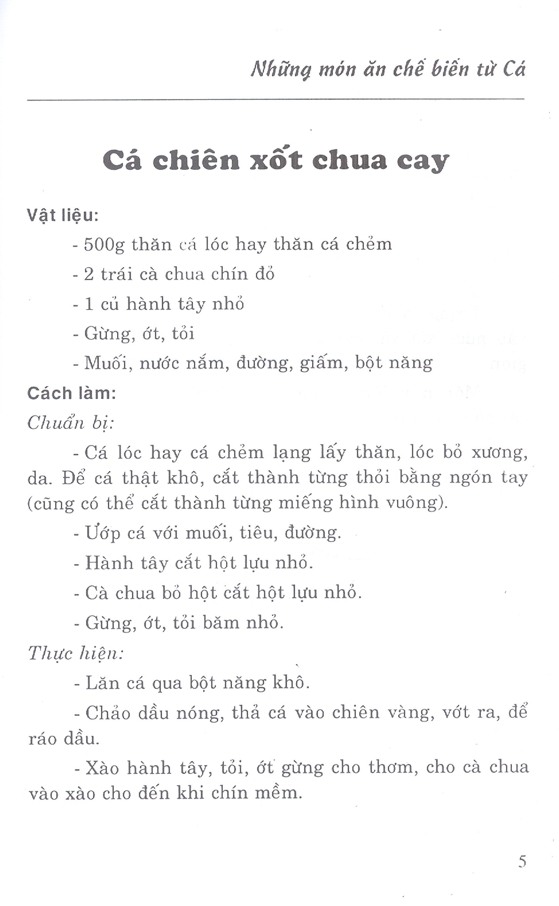 Sách Những Món Ăn Chế Biến Từ Cá (Tái Bản)
