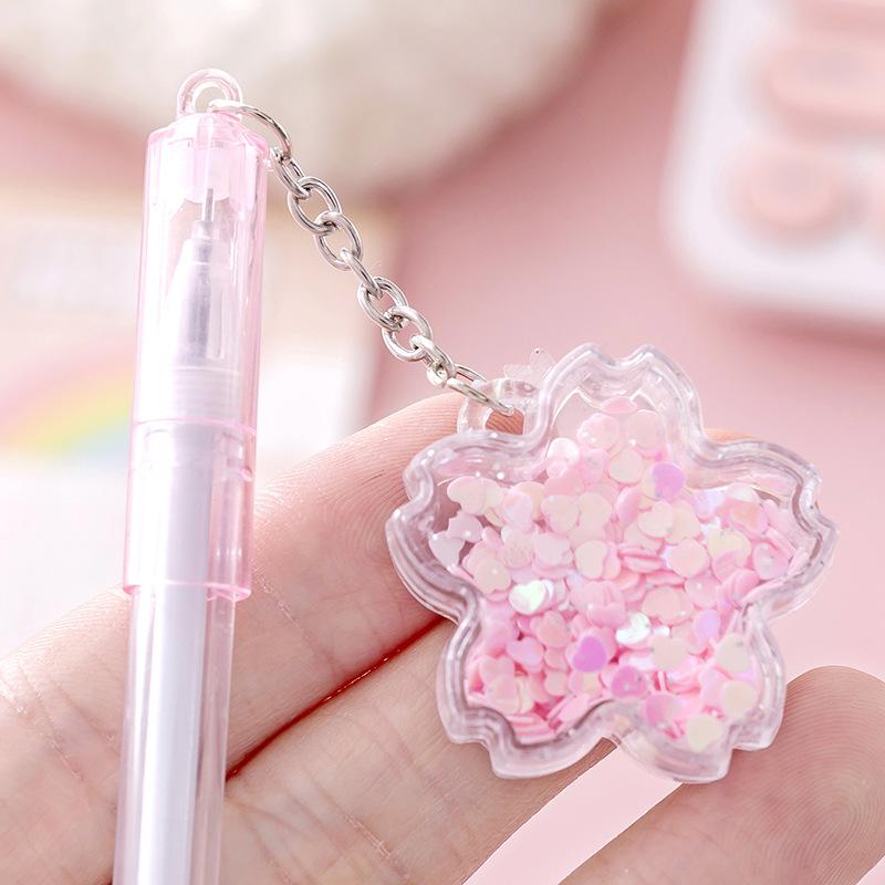 Bút gel 0.5mm màu hồng, đính kèm bông hoa, tùy chọn cho sinh viên/nhân viên văn phòng PK1200