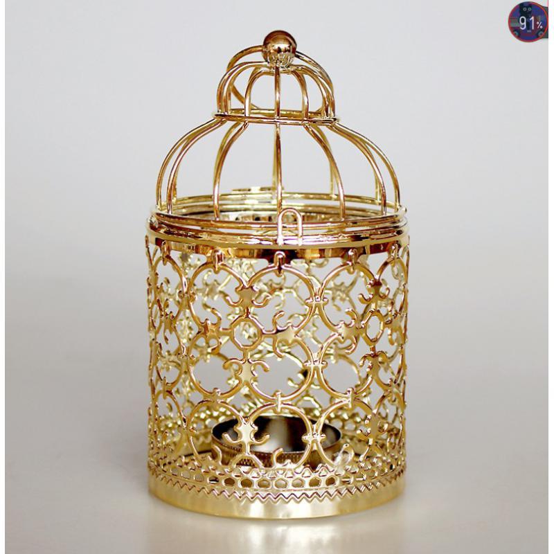 Bird Cage Candle Holder Vintage Metal Tealight Lantern Table Piece-A-Gold
