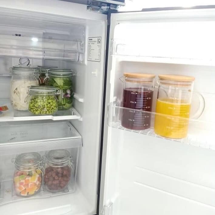 Ly thủy tinh chịu nhiệt chia vạch đo lường nắp gỗ tre hít kín hơi có quai 500ml
