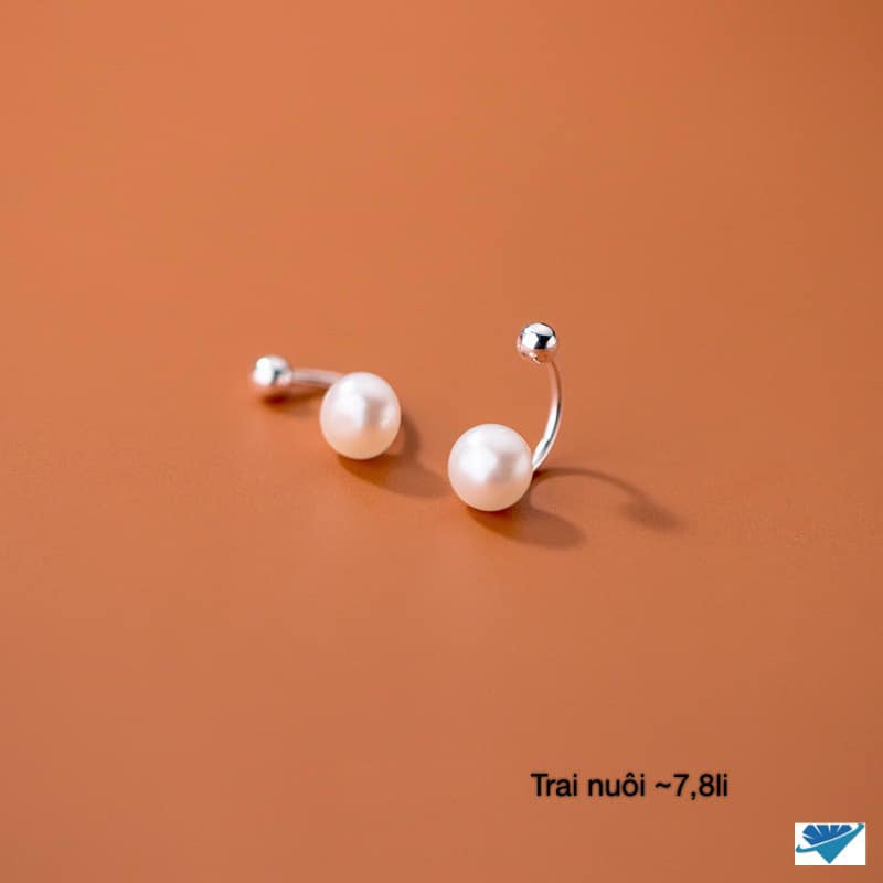 Bông tai trai bi tròn chất liệu bạc s925 MS48b