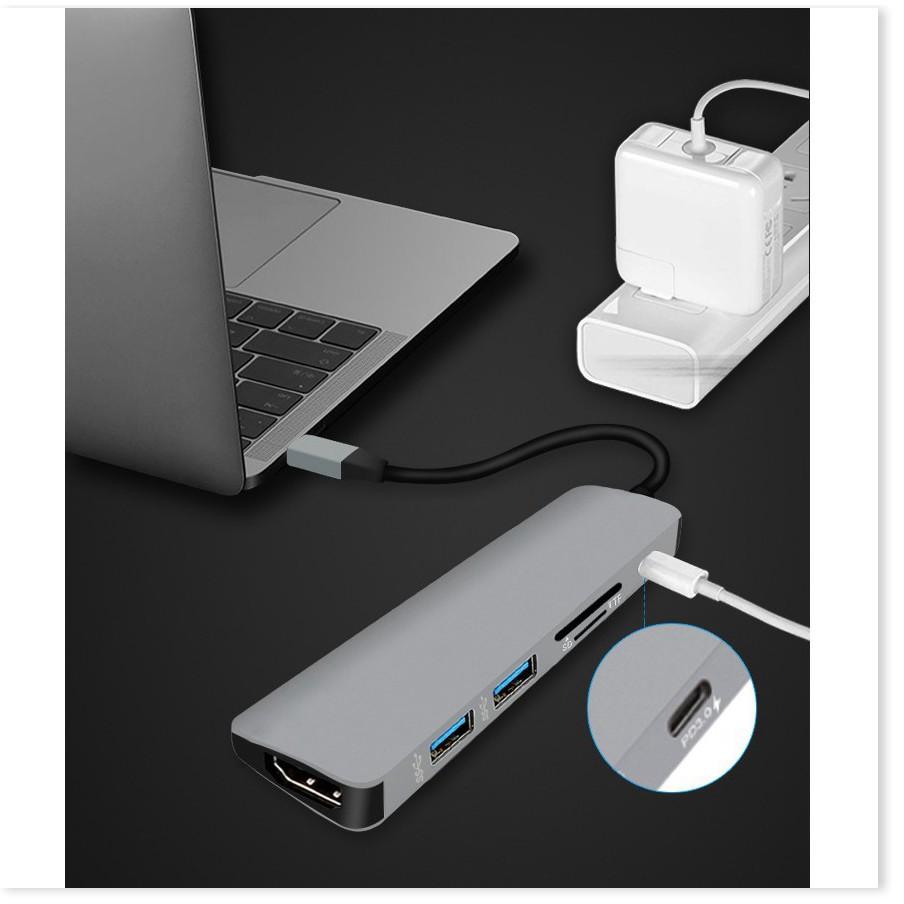 Bộ Hub USB Type C cho Macbook 1 ra 6 hỗ trợ truyền tải dữ liệu 3.0 và xuất video 4K HDMI