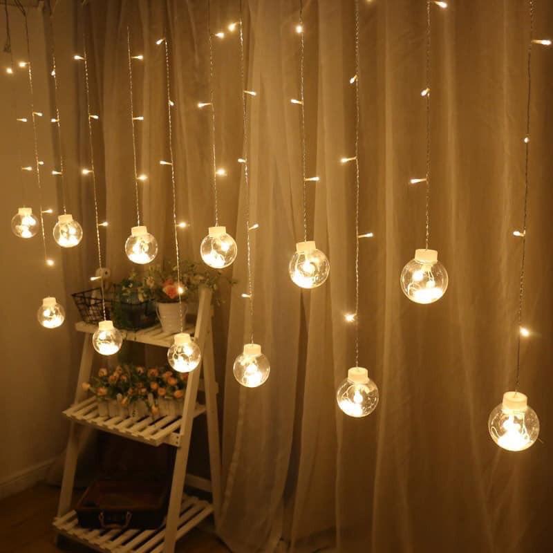 Đèn Led nháy thả mành trang trí - bóng tròn nhựa cứng trong 4m