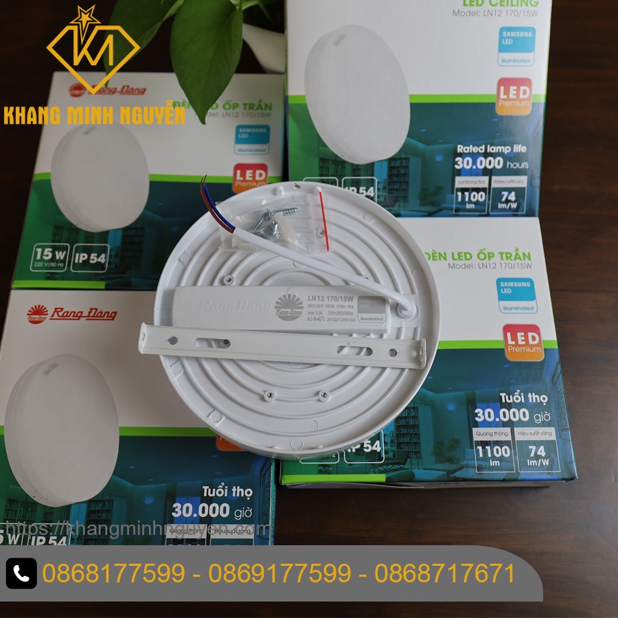 Đèn LED ốp trần tròn LN12-170/15W 6500K SS, đèn ốp trần ban công, ốp trần sảnh, ốp hành lang, ốp logia