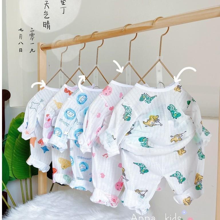 Bộ dài tay cotton giấy cài vai cho bé sơ sinh hàng đẹp - B06