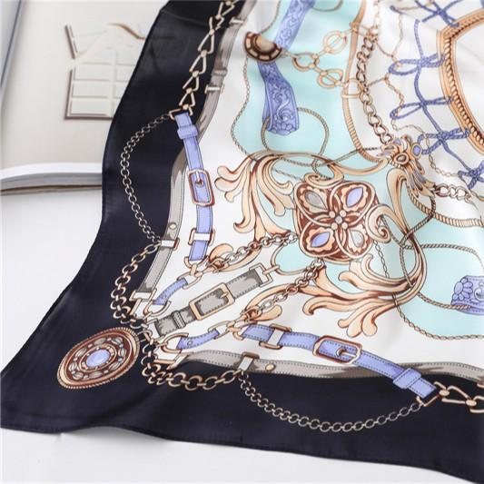 Khăn Lụa Vuông (Khăn Turban) Cao Cấp Họa Tiết Móc Khóa  Sang Trọng - Chất liệu Chifon 70x70cm - Mã KL040
