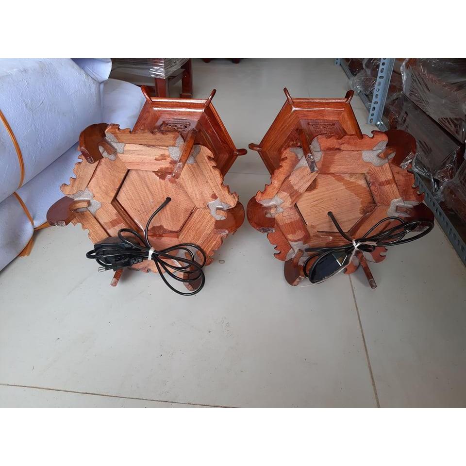 ĐÈN LỤC GIÁC GỖ HƯƠNG CAO 40CM