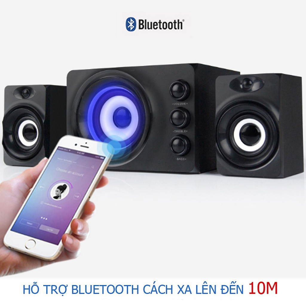 Hàng Chính Hãng - Loa Máy Vi Tính SADA D-206 Âm Thanh Trầm Hỗ Trợ Bluetooth, USB, Thẻ nhớ, AUX