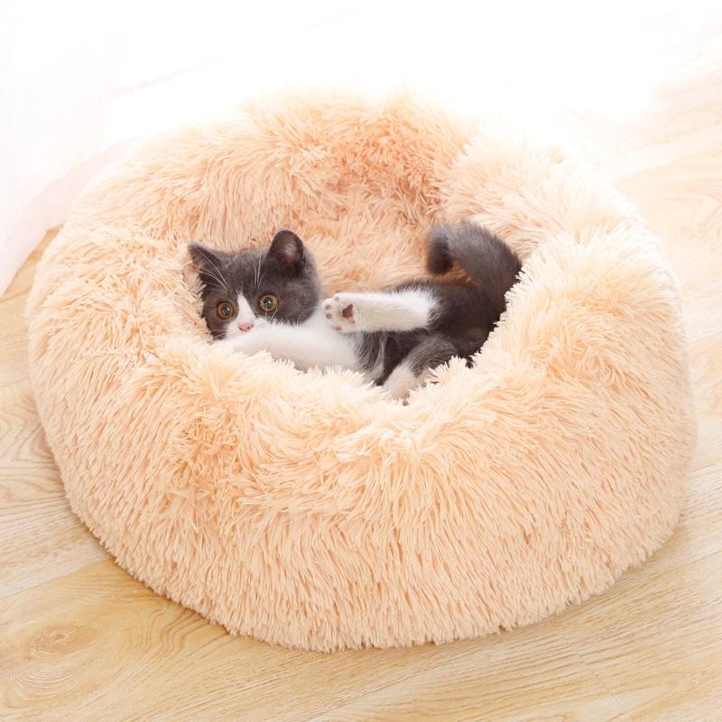 Ổ Cho Chó Mèo - nệm Cho Chó Mèo - Đệm tròn bằng vải lông mịn màng êm ái cho thú cưng chó mèo