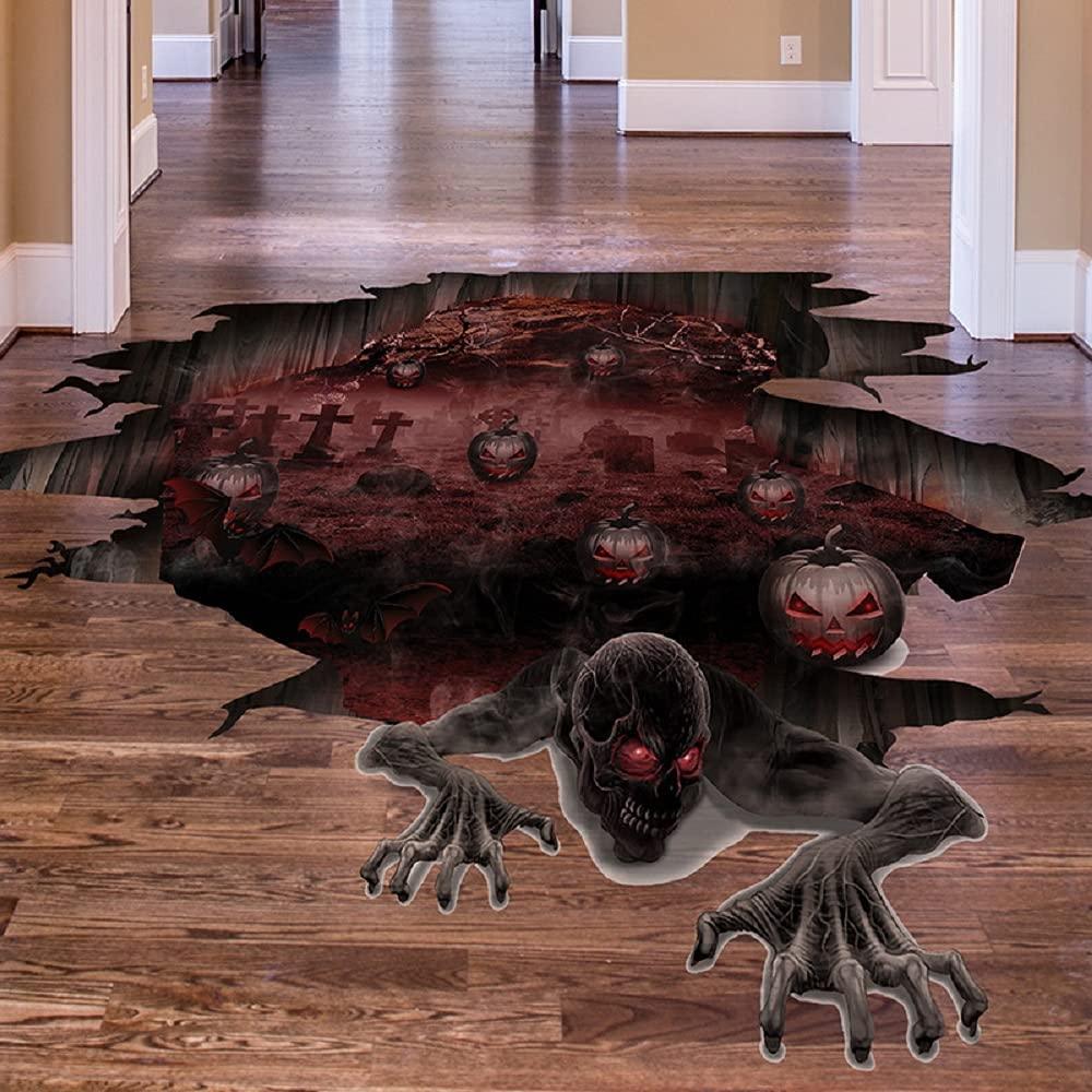 Nhãn dán tường trang trí halloween, nghệ thuật DIY PVC Halloween Zombie Trang trí Bí ngô Bí mật Bức tường, 35X50 cm, Zombie