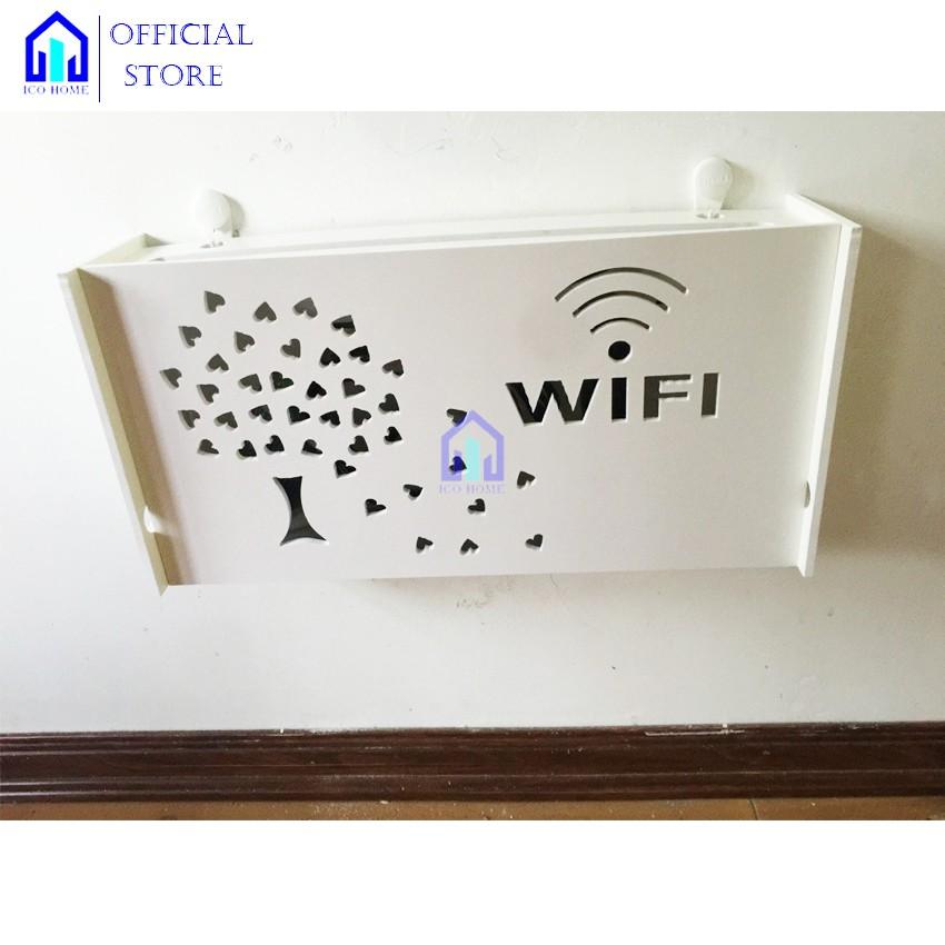 Hộp đựng wifi treo tường KHÔNG CẦN KHOAN thiết kế hình lá trái tim nhỏ gọn kiểu mới sang trọng - ICO HOME