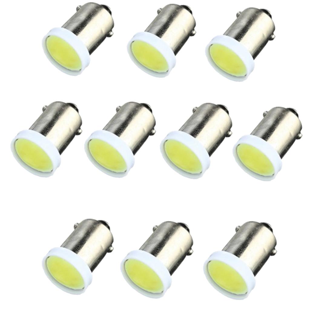 Pack of 10 Aluminum BA9S COB LED Car Dash Reading/License Plate Light Side Wedge Bulbs