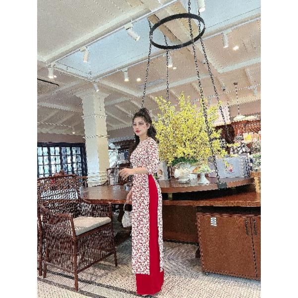 SÉT ÁO DÀI TRUYỀN THỐNG HOA TAY LỠ + QUẦN DÀI