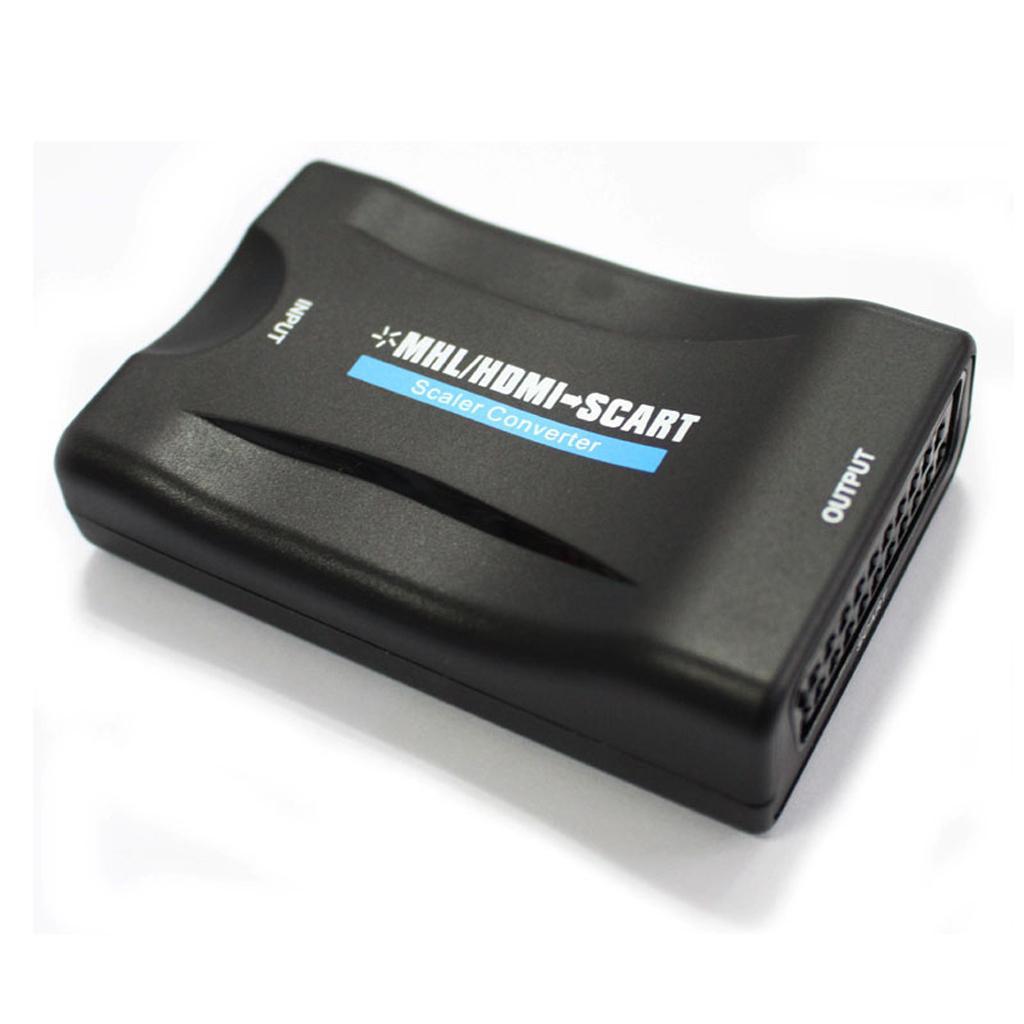 SCART to 1080P HDMI Audio Converter Scaler Box with Cable for HDTV HD Monitor + Hdmi To Scart Converter