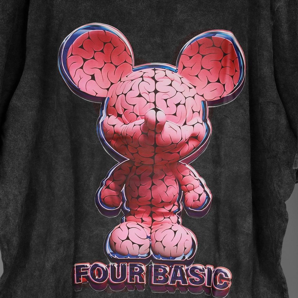 Áo thun loang đen fourbasic nam nữ tay lỡ chất liệu cotton 100% form rộng unisex