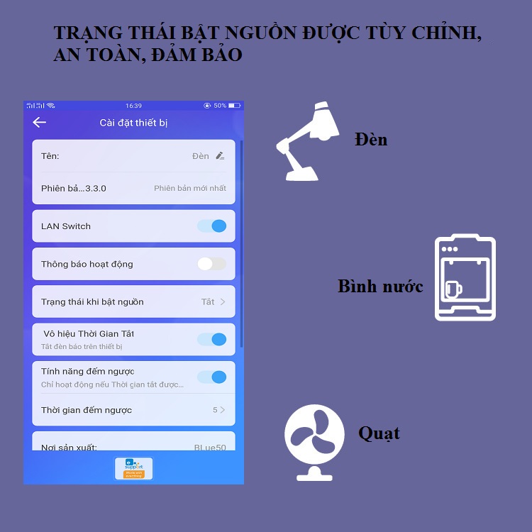 Công tắc ĐKTX kết nối smartphone thông minh qua wifi hỗ trợ bật/tắt hẹn giờ thiết bị điện ( Tặng bộ miếng dán trang trí dạ quang phát sáng )